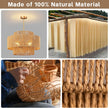 24'' Boho Rattan Chandelier, 4-Light Hand-Woven Wicker Pendant Lamp, Rustic Modern Ceiling Light Fixture