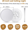 20 Inch Large LED Flush Mount Ceiling Light, 40W,4350LM, 3000K/4000K/6000K CCT Selectable,0.98inch Super Slim Low Profile Round Flat Panel Light