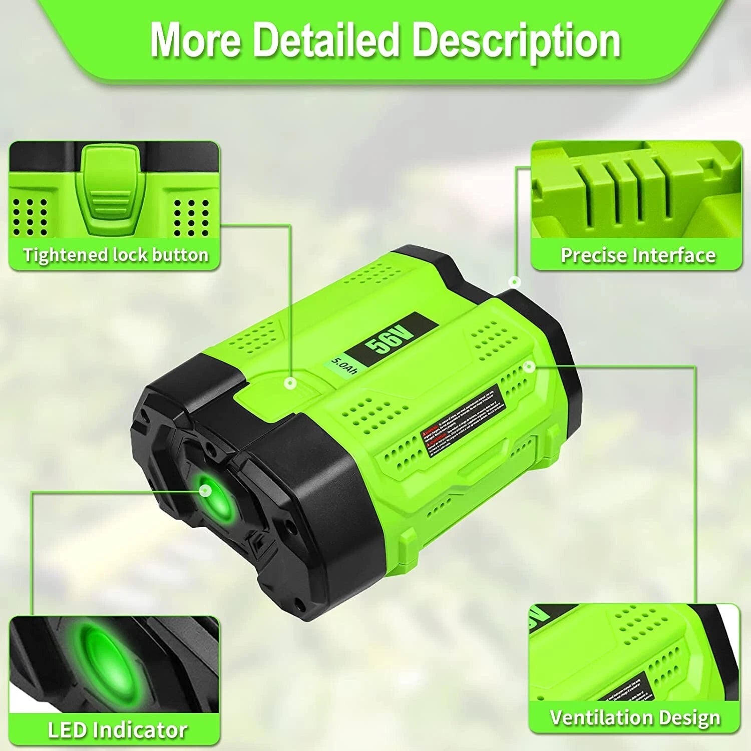 5.0Ah Upgraded Battery for EGO 56V Compatible with Power 56V EGO Power+ Tools