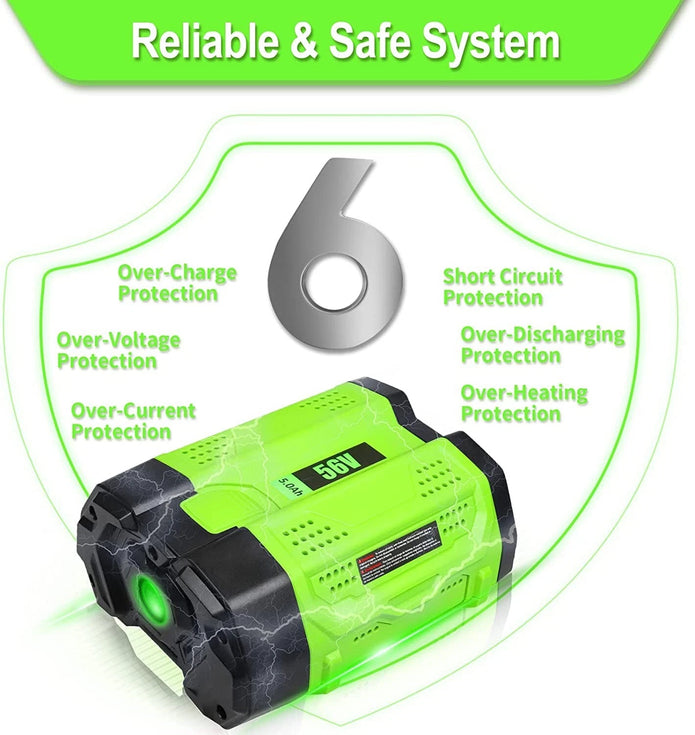 5.0Ah Upgraded Battery for EGO 56V Compatible with Power 56V EGO Power+ Tools