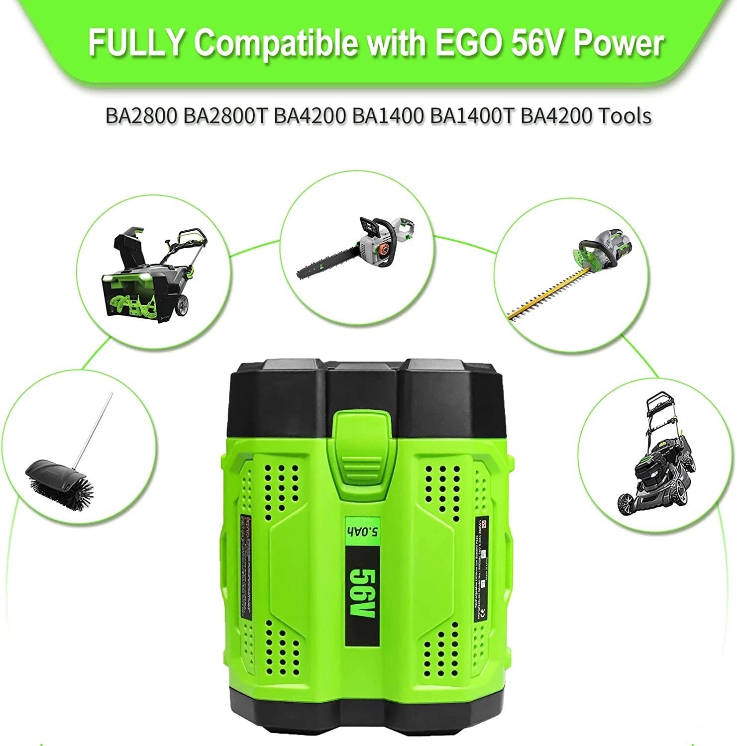 5.0Ah Upgraded Battery for EGO 56V Compatible with Power 56V EGO Power+ Tools