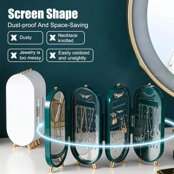 Earring Organizer Stand，4-Layer Small Foldable Dustproof Jewelry Holder with 153 Holes For Women Earrings, Earring Backs, Necklaces, Display Jewelry Organizer