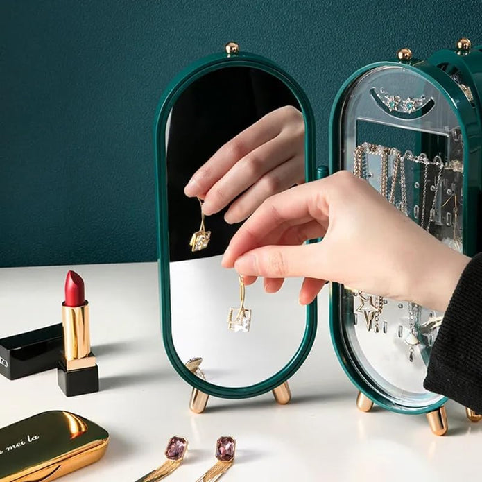Earring Organizer Stand，4-Layer Small Foldable Dustproof Jewelry Holder with 153 Holes For Women Earrings, Earring Backs, Necklaces, Display Jewelry Organizer