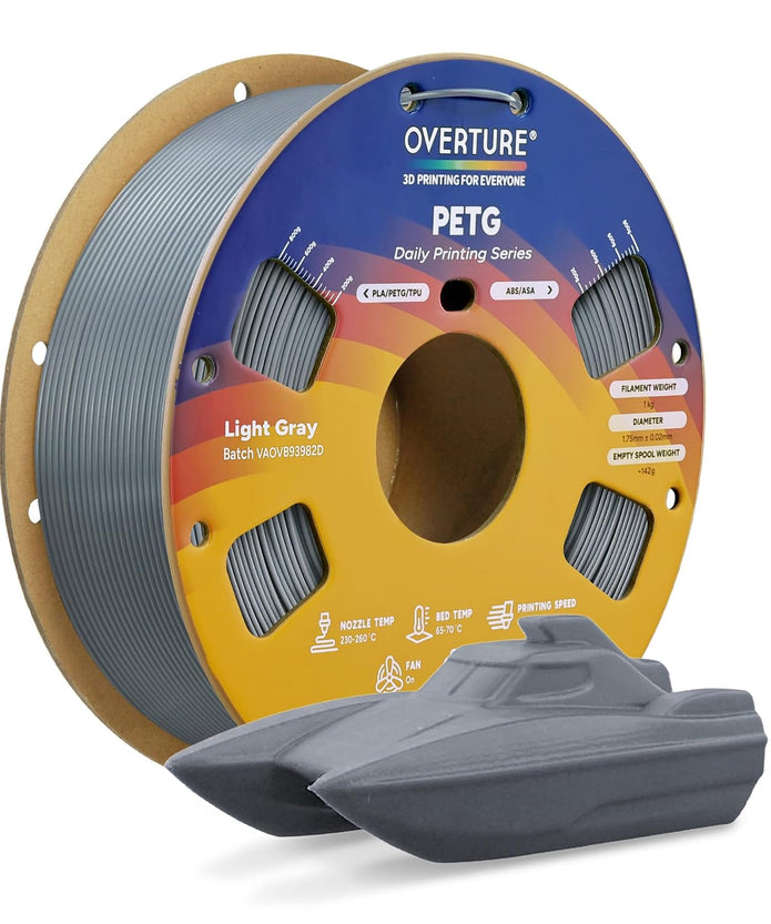 Case of 10 KG OVERTURE PETG Filament 1.75mm, High Speed 3D Printer Filament, Neatly Wound & Clog-Free, 1kg Spool (2.2lbs) Rapid PETG, Dimensional Accuracy +/- 0.02mm