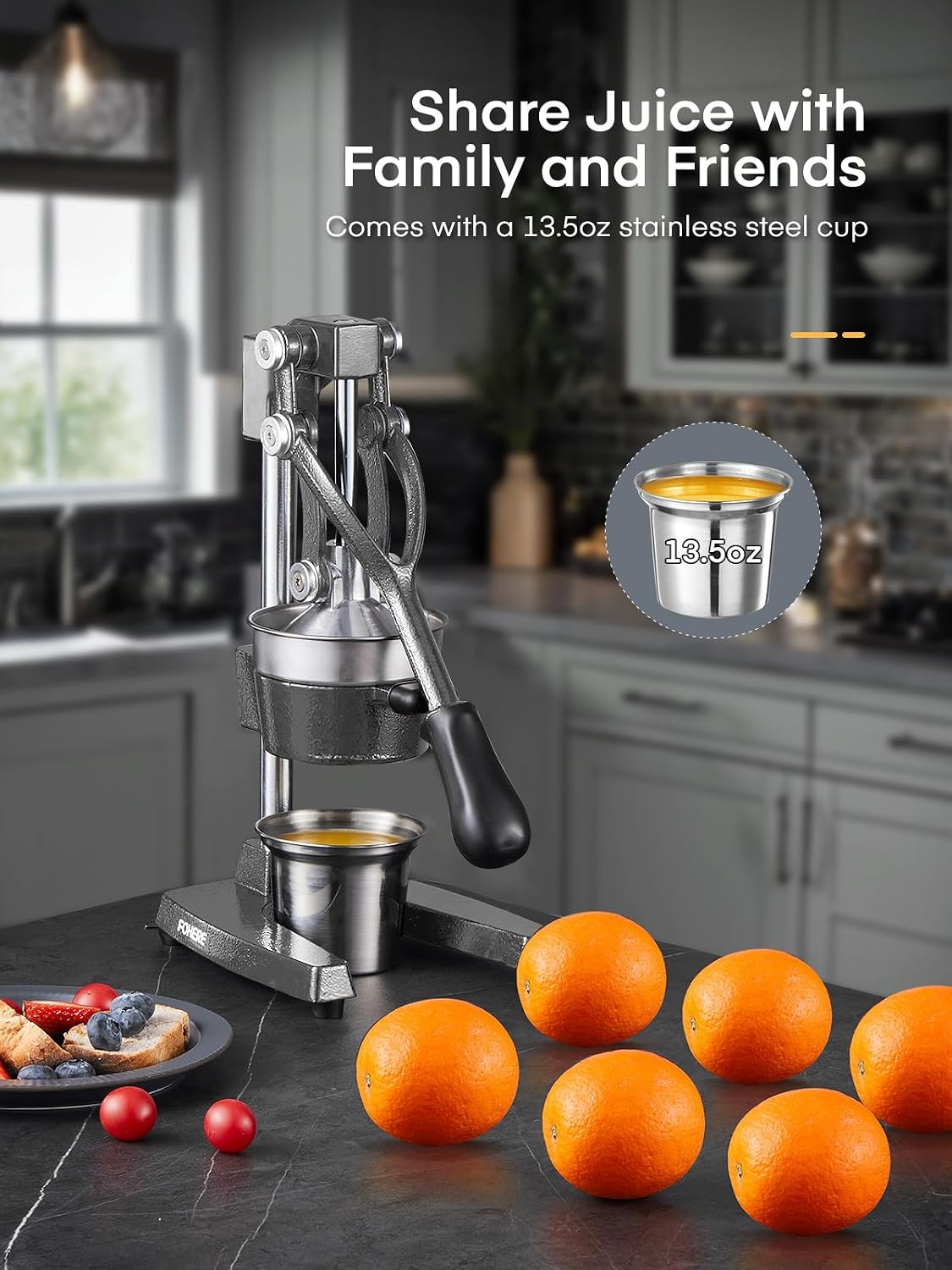 FOHERE Lemon Squeezer, Cast Iron Juicer Manual Citrus Lemon Juice Press Hand Press Juicer