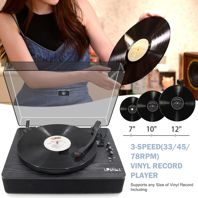 Bluetooth Record Player Vinyl Turntables with Built-in Speakers