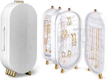 Earring Organizer Stand，4-Layer Small Foldable Dustproof Jewelry Holder with 153 Holes For Women Earrings, Earring Backs, Necklaces, Display Jewelry Organizer