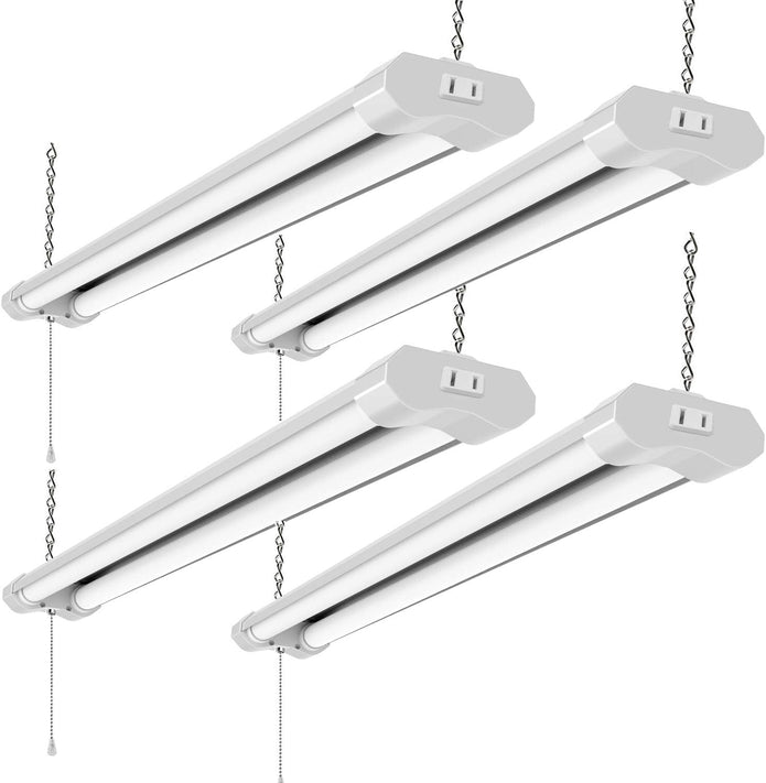 LZHOME Linkable LED Shop Light 47'' for garages,4FT 4500LM,40W 5000K Daylight White, LED Ceiling Light, LED Wrapround Light, with Pull Chain (ON/Off),Linear Worklight Fixture with Plug 4-Pack