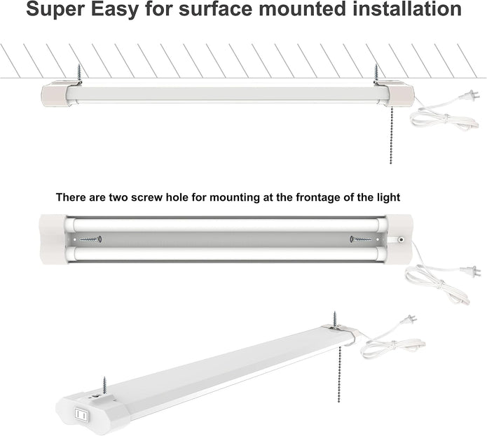 LZHOME Linkable LED Shop Light 47'' for garages,4FT 4500LM,40W 5000K Daylight White, LED Ceiling Light, LED Wrapround Light, with Pull Chain (ON/Off),Linear Worklight Fixture with Plug 4-Pack