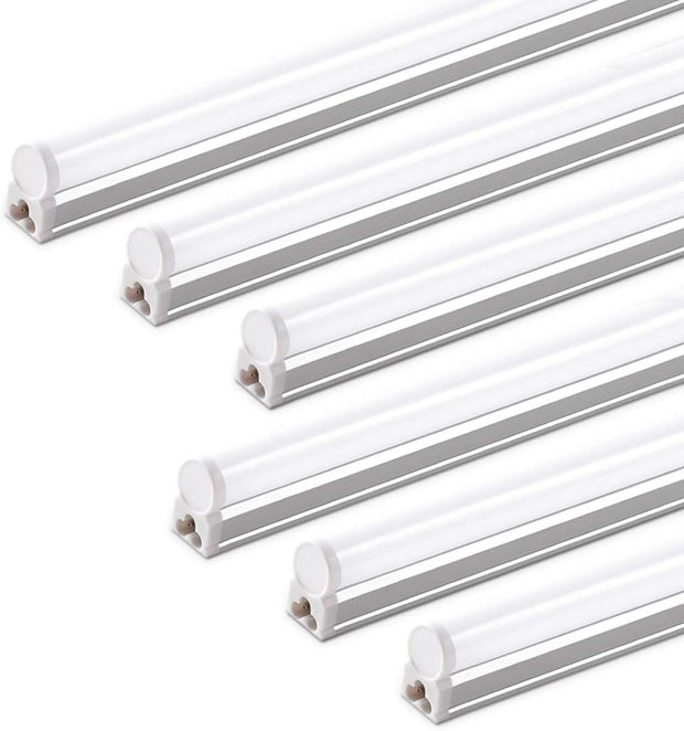 (6 Pack) Barrina T5 LED Shop Light Plug and Play, 4FT, 2200lm, 6500K (Super Bright White), 20W, Utility Shop Light, Ceiling and Under Cabinet Light, ETL Listed, Corded Electric with ON/Off Switch