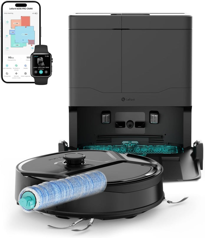 Lefant M210 PRO Omni Robot Vacuum and Mop, 20000Pa Suction, Self-Cleaning & Auto Drying Roller Mop, LiDAR Navigation, Ideal for Pet Hair, Slim, 5G WiFi