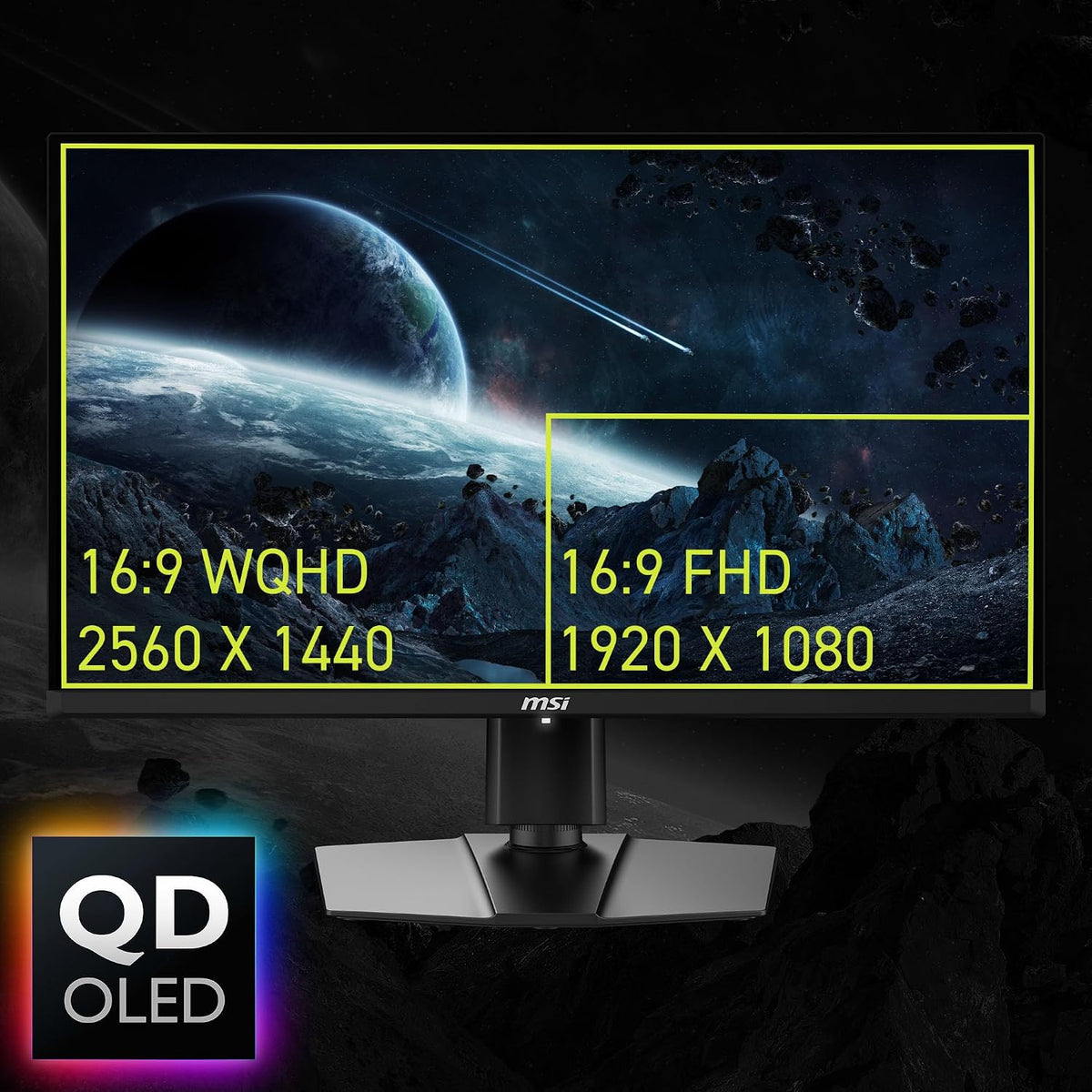 MSI MAG 271QP QD-OLED X28 27-inch 2560 x 1440 (QHD) Gaming Monitor, 280Hz, Adaptive-Synch, HDR Ready, HDMI, VGA Port,VESA Mountable, Tilt, 4-Side Slim Bezel, 0.03ms, Black
