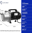 USED / LIKE NEW/ Lanchez 1 Hp Shallow Well Pumpgarden Pump, Portable Stainless Steel Water Transfer Draining Irrigation Jet Pump for Water Removal, Lawn Fountain Pump 1294 GPH 147 Feet Height