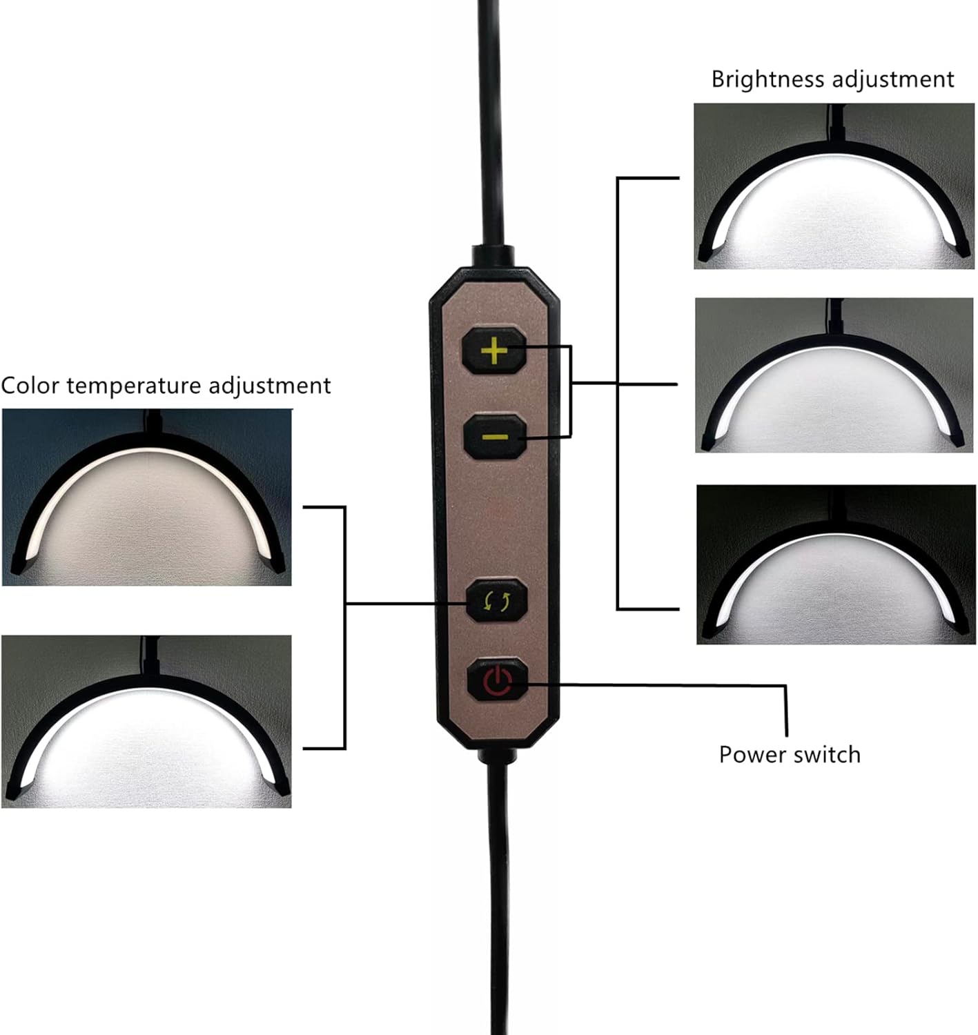 HD-M3X Desktop LED Video Light Half-Moon Shaped Fill Light 3000K-6000K Dimmable with C-Clamp