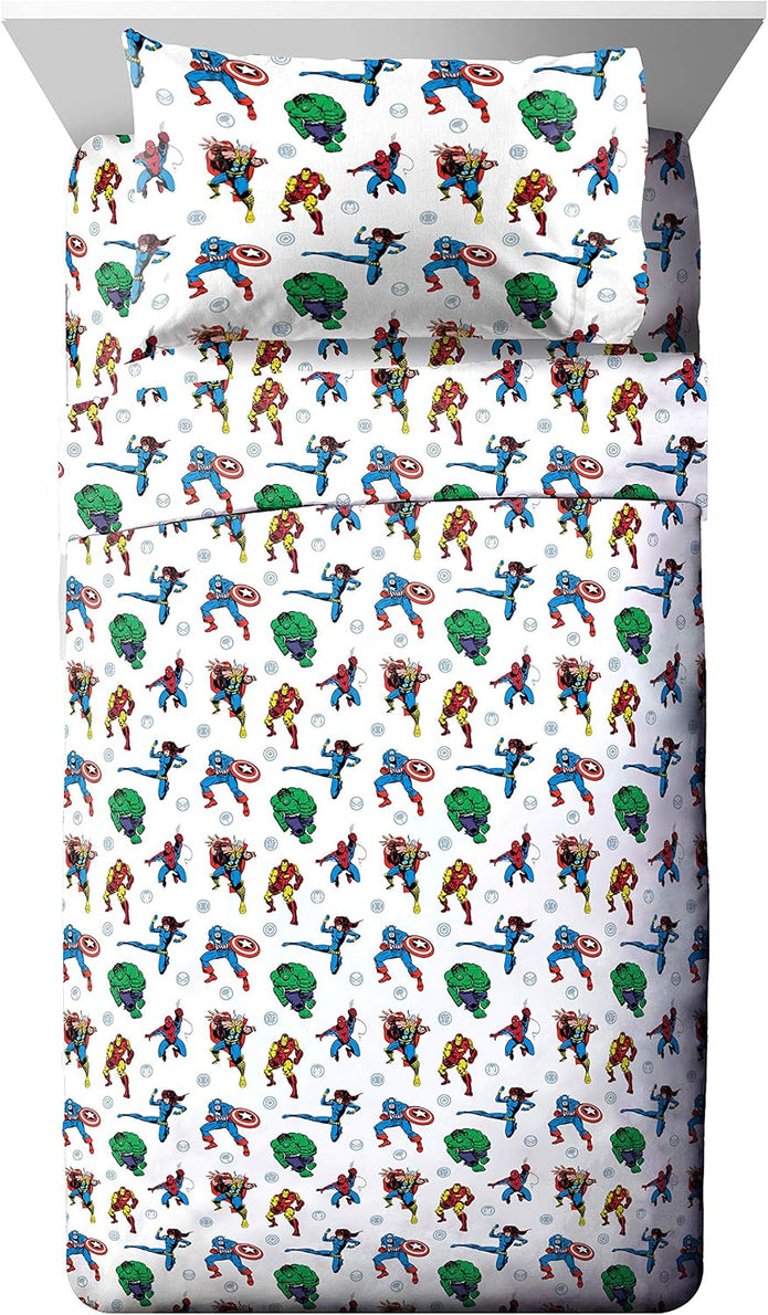 Jay Franco Marvel Avengers Fighting Team 5 Piece Full Bed Set - Includes Reversible Comforter & Sheet Set Bedding