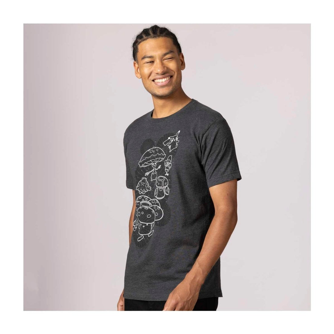 Pikachu, Shiinotic & Friends Pokémon Nature: Fall Black Relaxed Fit Crew Neck T-Shirt - Adult