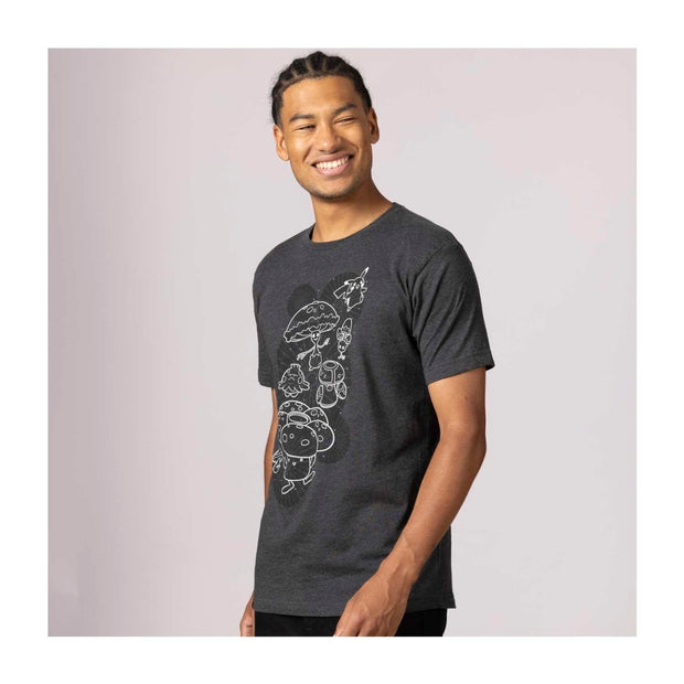 Pikachu, Shiinotic & Friends Pokémon Nature: Fall Black Relaxed Fit Crew Neck T-Shirt - Adult
