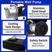 USED / LIKE NEW/ Lanchez 1 Hp Shallow Well Pumpgarden Pump, Portable Stainless Steel Water Transfer Draining Irrigation Jet Pump for Water Removal, Lawn Fountain Pump 1294 GPH 147 Feet Height