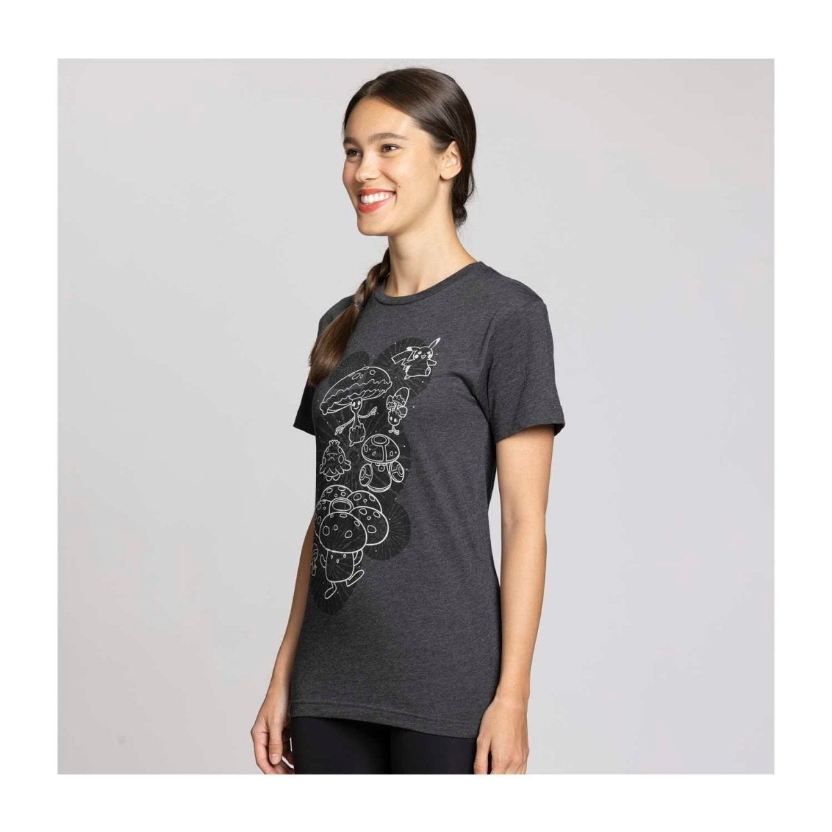 Pikachu, Shiinotic & Friends Pokémon Nature: Fall Black Relaxed Fit Crew Neck T-Shirt - Adult