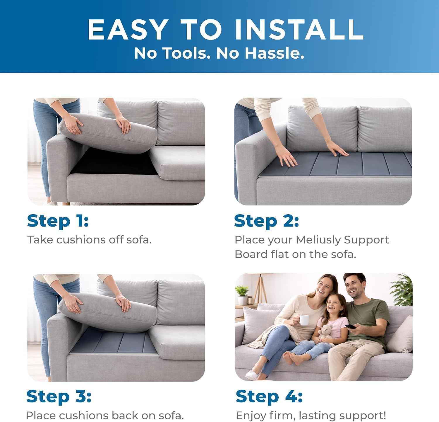 Meliusly Couch Cushion Support Board for Sagging Sofa Cushions (28x72)