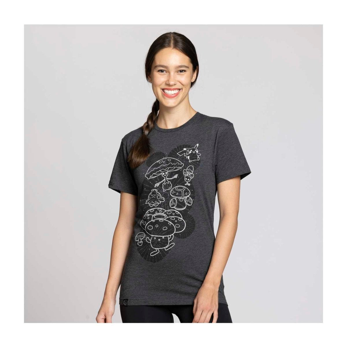 Pikachu, Shiinotic & Friends Pokémon Nature: Fall Black Relaxed Fit Crew Neck T-Shirt - Adult