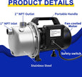 USED / LIKE NEW/ Lanchez 1 Hp Shallow Well Pumpgarden Pump, Portable Stainless Steel Water Transfer Draining Irrigation Jet Pump for Water Removal, Lawn Fountain Pump 1294 GPH 147 Feet Height