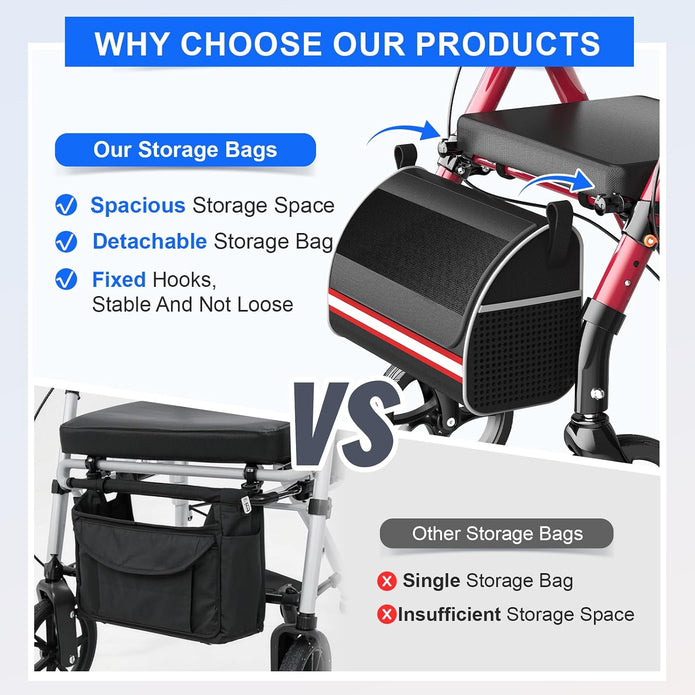 Foldable Walkers for Seniors, Rollator Walkers with Seat for Seniors, 350 lb Capacity, 6-Level Adjustable Height, 8
