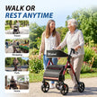 Foldable Walkers for Seniors, Rollator Walkers with Seat for Seniors, 350 lb Capacity, 6-Level Adjustable Height, 8