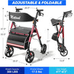 Foldable Walkers for Seniors, Rollator Walkers with Seat for Seniors, 350 lb Capacity, 6-Level Adjustable Height, 8