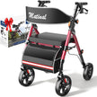 Foldable Walkers for Seniors, Rollator Walkers with Seat for Seniors, 350 lb Capacity, 6-Level Adjustable Height, 8