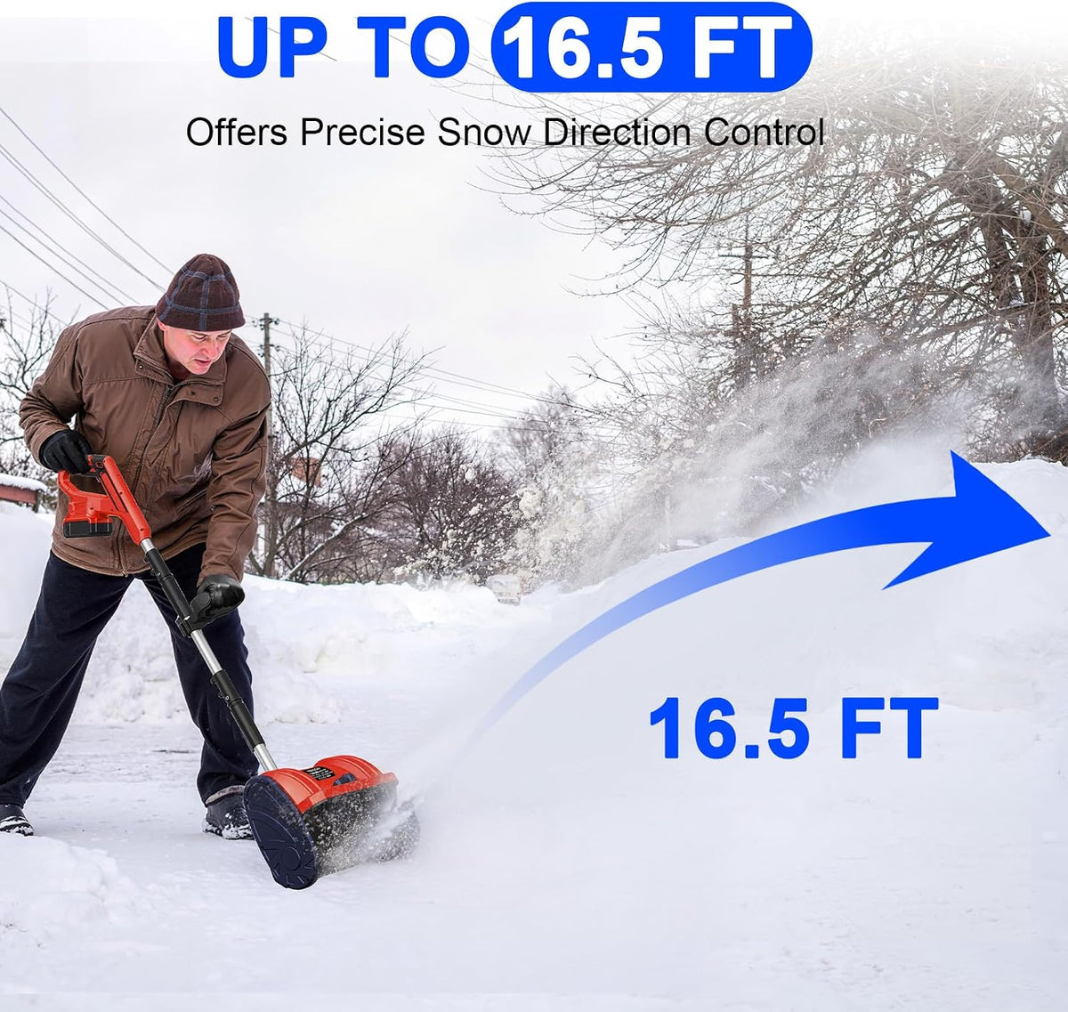 Cordless Snow Shovel Compatible for Milwaukee 18V Battery with Brushless Motor, 12'' Cordless Snow Blower, Electric Snow Thrower,6.2