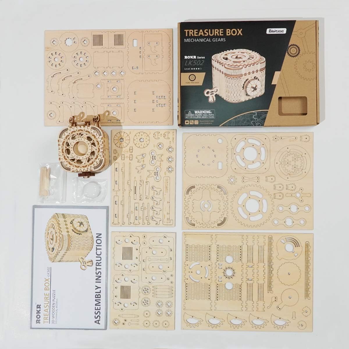 ROKR 3D Wooden Puzzle Mechanical Treasure Box Model DIY Brain Teaser Projects  LK502