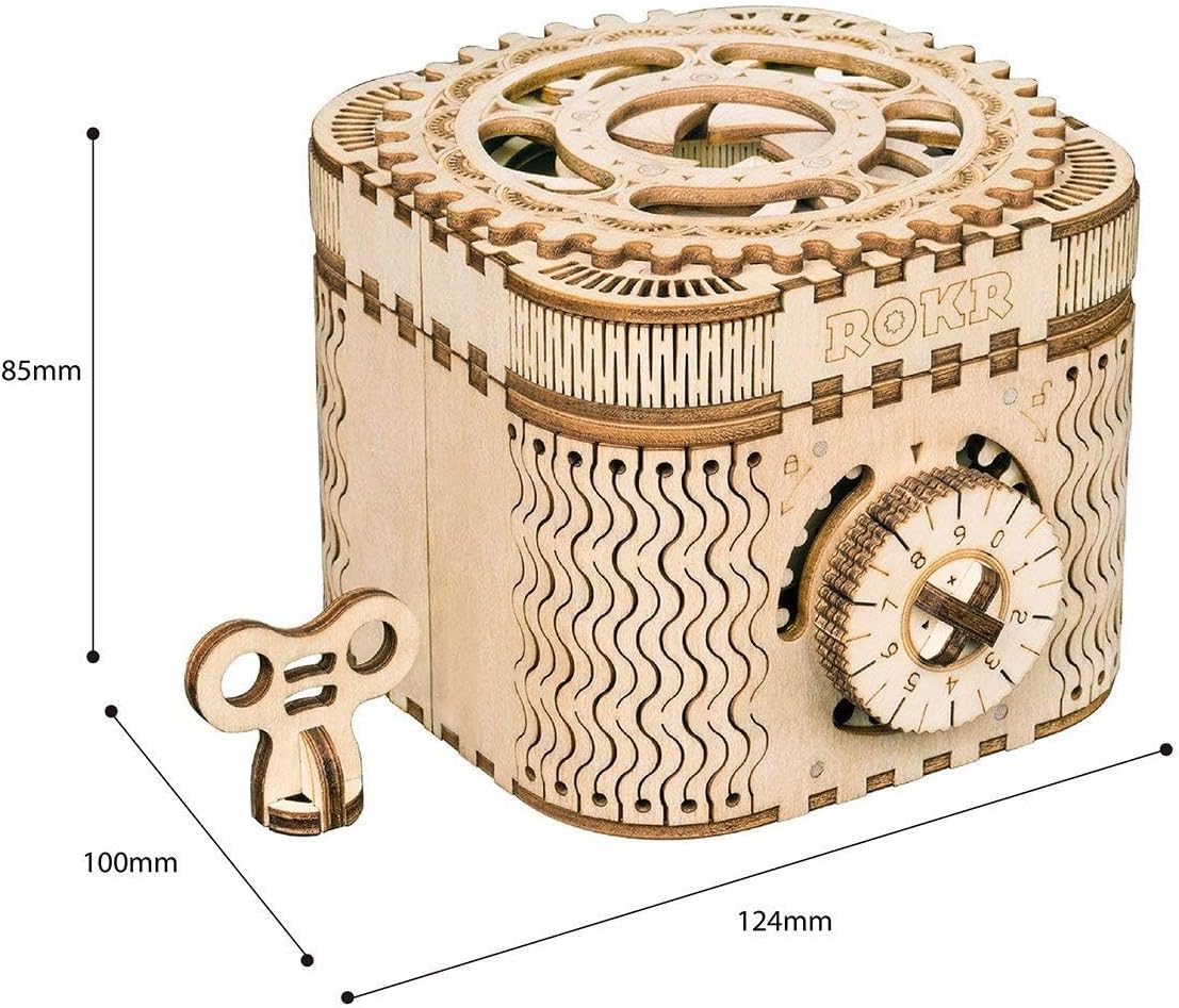 ROKR 3D Wooden Puzzle Mechanical Treasure Box Model DIY Brain Teaser Projects  LK502