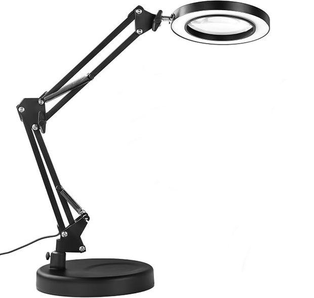 10X Magnifier with Stand, 2-in-1 Base Mounting Magnifying Glass for Hobby, Close Work, Precision Machinery Repair, Reading, Craft
