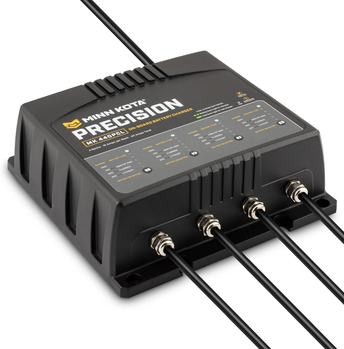 Minn Kota Precision MK-440PCL On-Board Battery Charger with 4 Charging Banks, 10 Amps per Bank