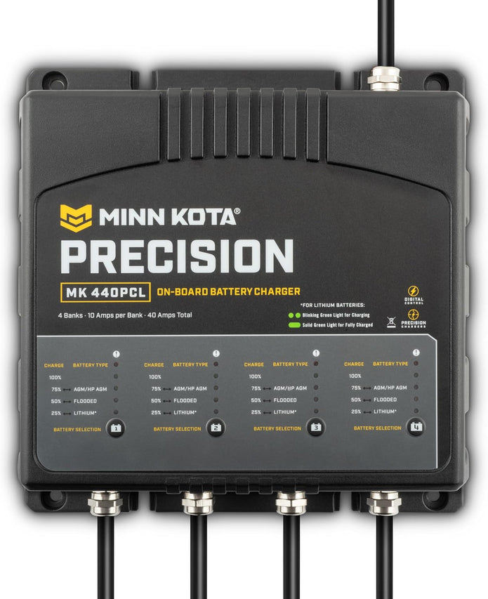 Minn Kota Precision MK-440PCL On-Board Battery Charger with 4 Charging Banks, 10 Amps per Bank