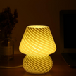 Mushroom Lamp,Glass Table Bedside Translucent Murano Vintage Style Striped Small Night Light Swirl for Ambient, Kids, Bedroom, Living (Stripe Green)