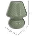 Mushroom Lamp,Glass Table Bedside Translucent Murano Vintage Style Striped Small Night Light Swirl for Ambient, Kids, Bedroom, Living (Stripe Green)