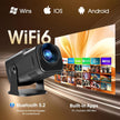 Mini Projector 2025 Upgraded Dual Control 1980x1080P 4K Support Portable Video Projector WiFi 6 BT5.2 270° Keystone Compatible with TV Stick/Memory Stick/Smartphone/USB/Laptop