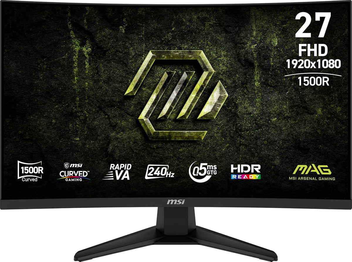 MSI MAG 275CF X24 27-inch 1920 x 1080 (FHD) Gaming Monitor, 240Hz, Adaptive-Synch, HDR Ready, HDMI, VGA Port,VESA Mountable, Tilt, 4-Side Slim Bezel, 0.5ms, Black