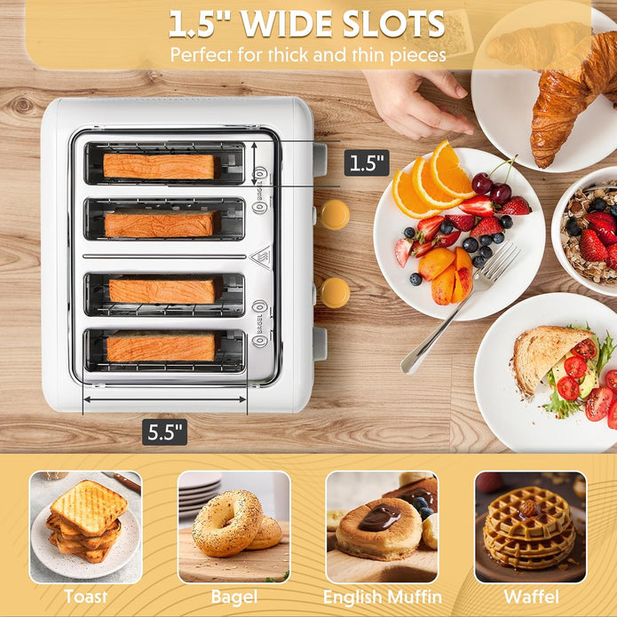 BUYDEEM DT640 4-Slice Toaster, 7 Shade Settings, 1.5