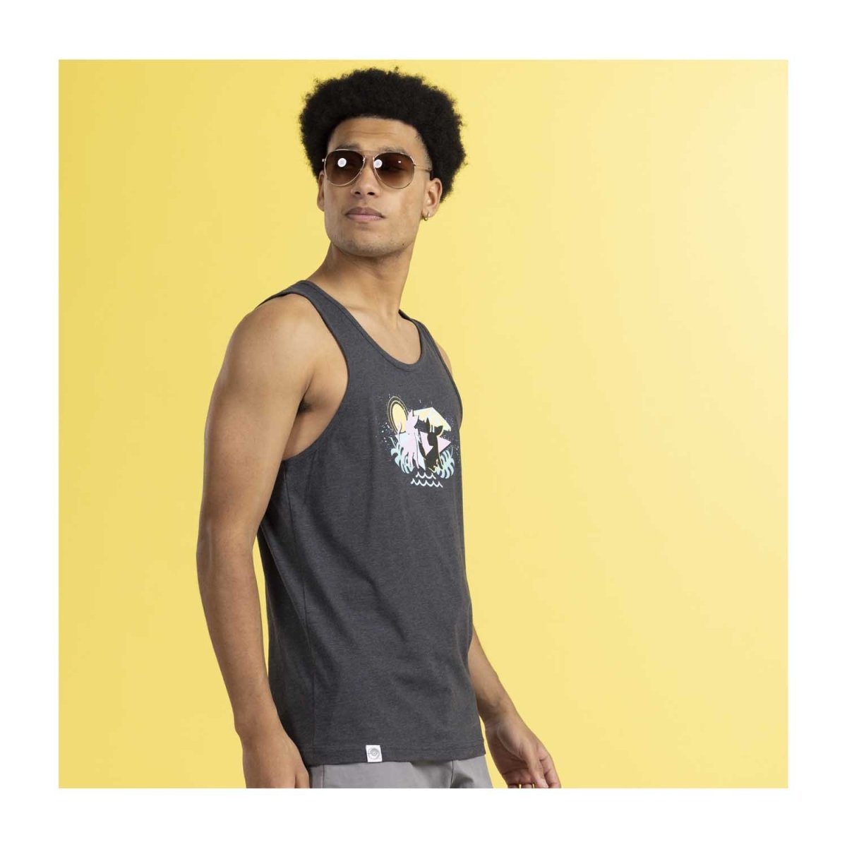 Espeon & Umbreon Summer Fun Charcoal Fitted Tank Top - Men