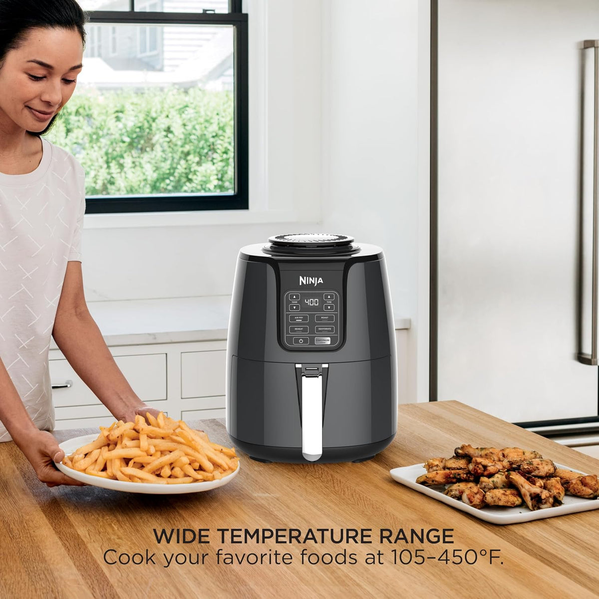 Ninja Air Fryer, 4 Qt/3.8L, 4-in-1, Black/Grey, AF101C