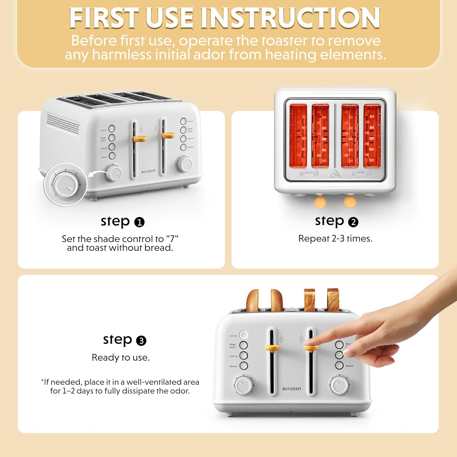 BUYDEEM DT640 4-Slice Toaster, 7 Shade Settings, 1.5