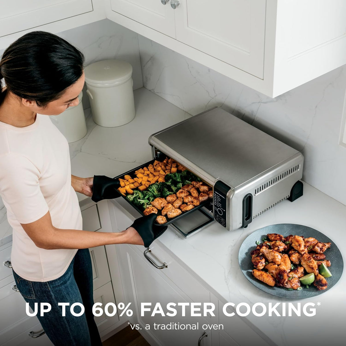Ninja Foodi 8-in-1 Digital Air Fry Oven, Stainless, SP101C 1800W, Air Fry, Air Roast, Bake, Flip-Away for Storage