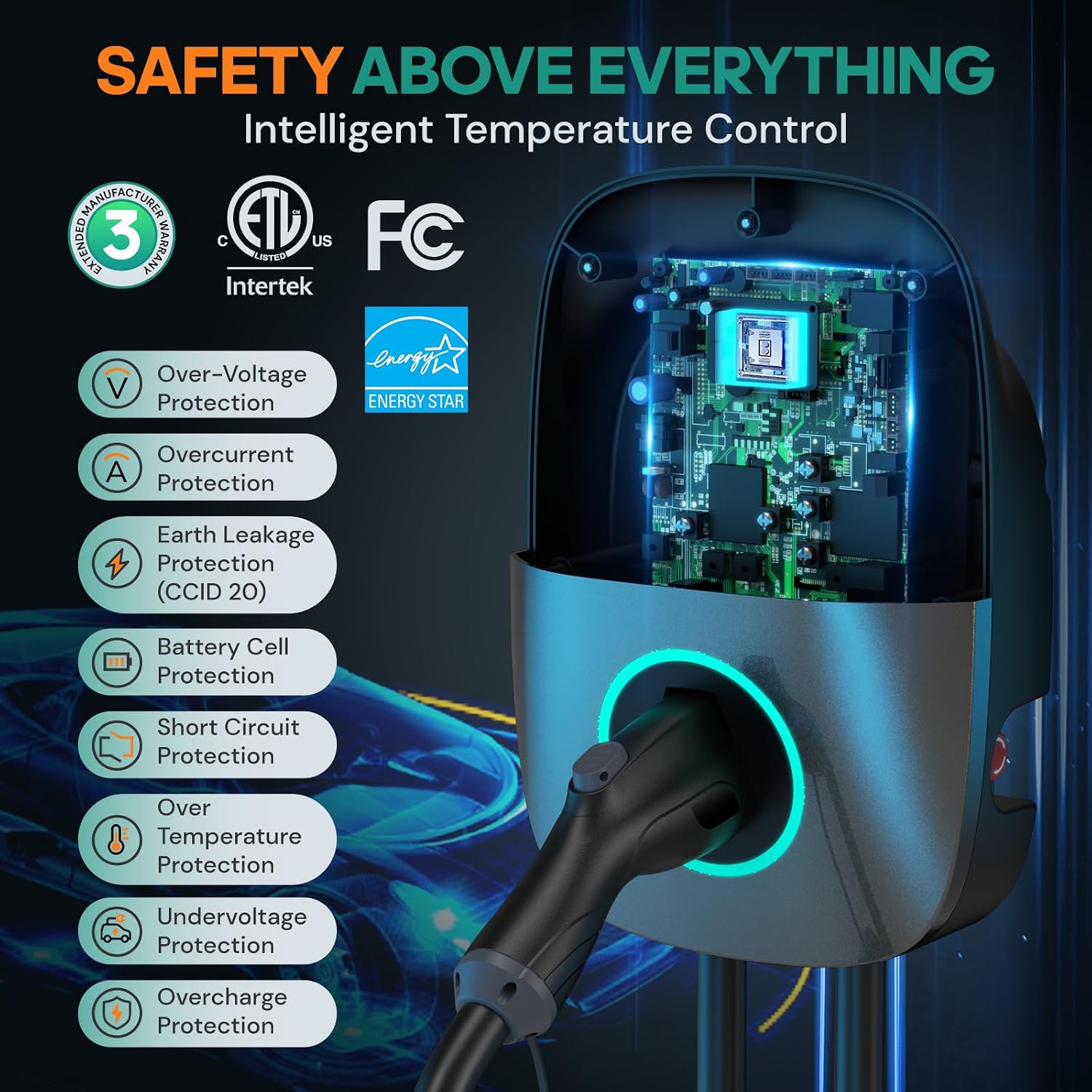 NEW / OPEN BOX NEXTCYBER Level 2 EV Charger, 48A, 25ft Cable ETL Certified, 240V NEMA 14-50p Plug, Home Level 2 EVSE Electric Vehicle Charging Stations