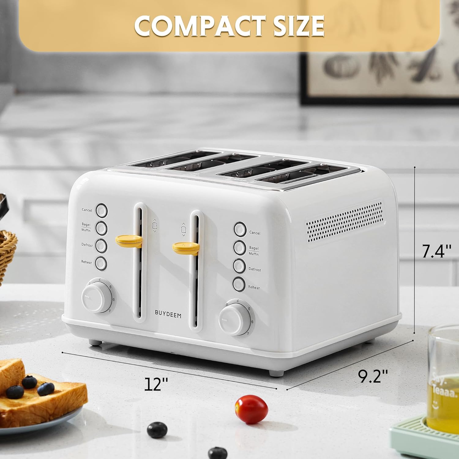 BUYDEEM DT640 4-Slice Toaster, 7 Shade Settings, 1.5