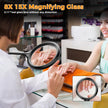 Magnifying Glass with Light and Stand, 15X & 8X Magnifying Lamp with Clamp, 5 Color Lighting Modes Stepless Dimmable LED Desk Lamp Hands Free