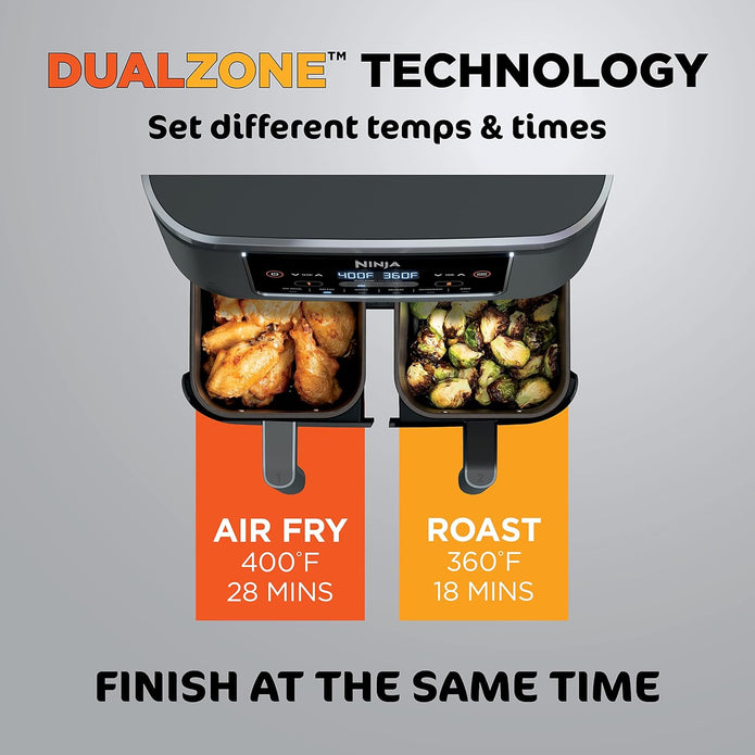 Ninja Foodi Air Fryer, 8 Qt/7.6L DualZone, 6-in-1, Grey, DZ201C