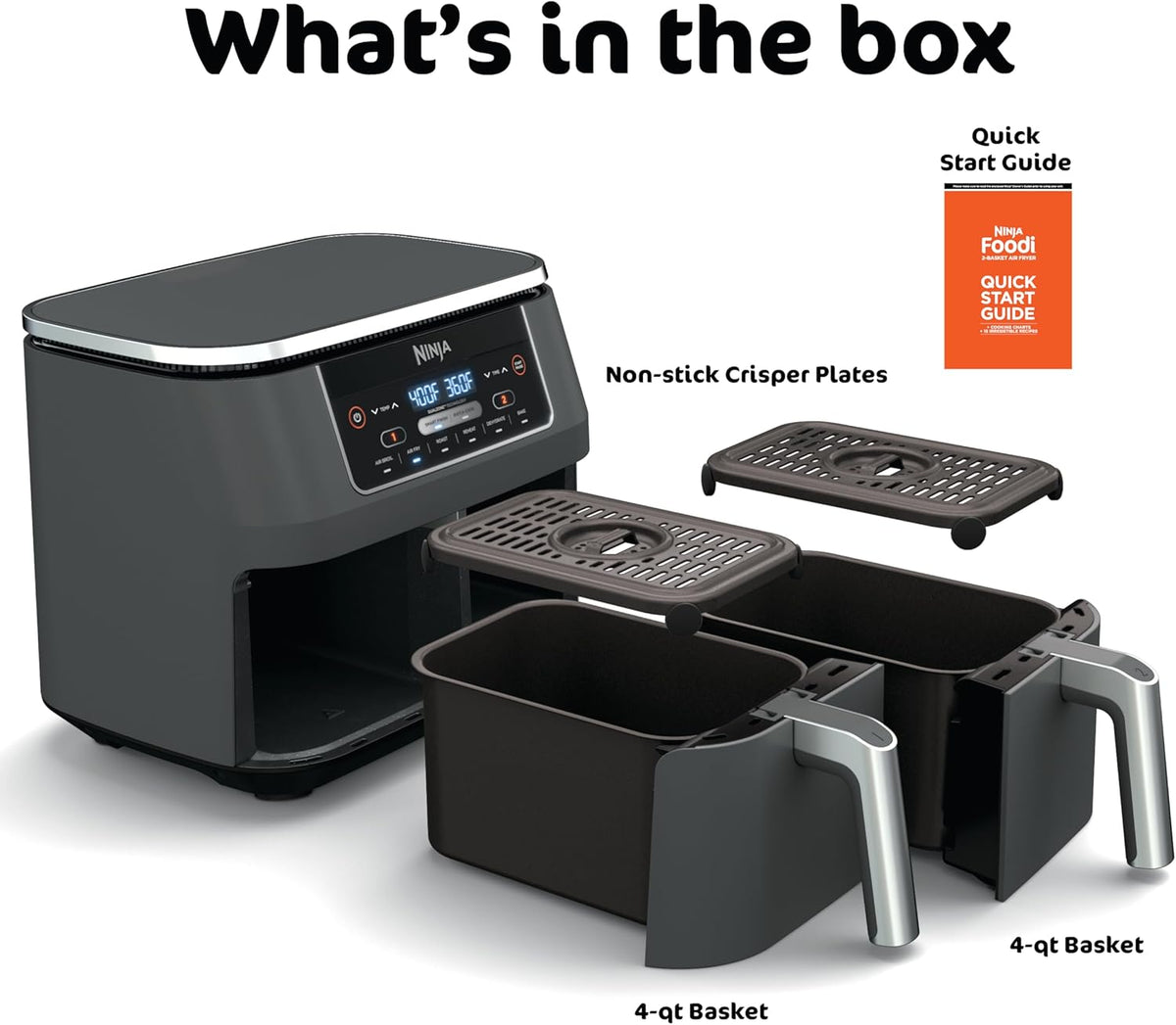 Ninja Foodi Air Fryer, 8 Qt/7.6L DualZone, 6-in-1, Grey, DZ201C